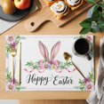 thumbnail image 2 of Happy Easter Placemats Set of 8, Spring Watercolor Bunny Flower Leaf Plant Placemats for Dining Table, Place Mats for Kitchen Tabletop, Waterproof Wipeable Dining Table Mats Set, 2 of 9