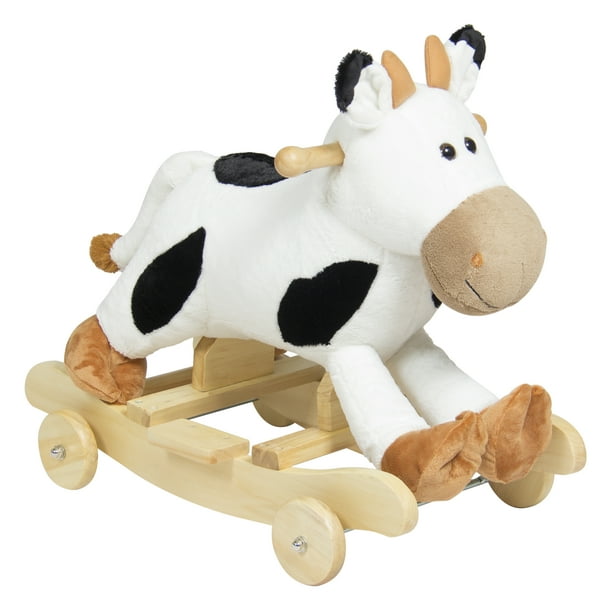 Best Choice Products Kids Ride On Plush Cow Animal Rocker w/ Wheels Children Toy Rocking Chair