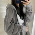 thumbnail image 6 of ZHaobin Streetwear Thick Hooded Hoodie Women Vintage Long Sleeve Embroidery Loose Zip Up Hoodies Autumn Couple Sweatshirt Jacket (Dark Gray,XXXL), 6 of 7