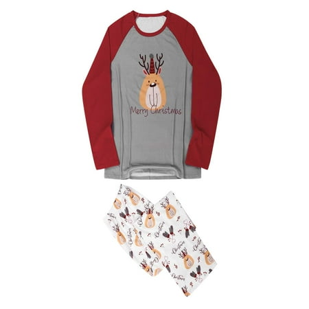 

Honeeladyy Christmas Family Pajamas Men Christmas Fashion Print Long Sleeve Top Pants Suit Family Parent-child Wear Dad Gray Clearance under 10$
