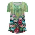 thumbnail image 5 of IROINNID Fashion Women Summer Loose Button Donw Comfy Print Round-Neck T-Shirt Short Sleeve Casual Blouse, 5 of 6