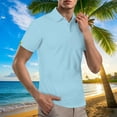 thumbnail image 2 of hoksml Mens Polo Shirt Solid Color Collared Button Lapel Top Hook Buckle T-shirt Short Sleeved Top Summer Comfortable Breathable Tee Shirts Elastic Cuffs, 2 of 6