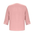 thumbnail image 6 of Bmawag Summer Tops for Women 3/4 Sleeve V-Neck Solid Color Plus Size Turndown Collar Pullover Blouses Women's Fashionable Dressy Casual Loose Shirts Gifts for Women Pink L, 6 of 6