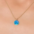 thumbnail image 3 of Gem Stone King 14K Yellow Gold Simulated Blue Opal Pendant Necklace for Women | 0.94 Cttw | Gemstone October Birthstone | Round Cabochon 10MM | With 18 inch Chain, 3 of 6