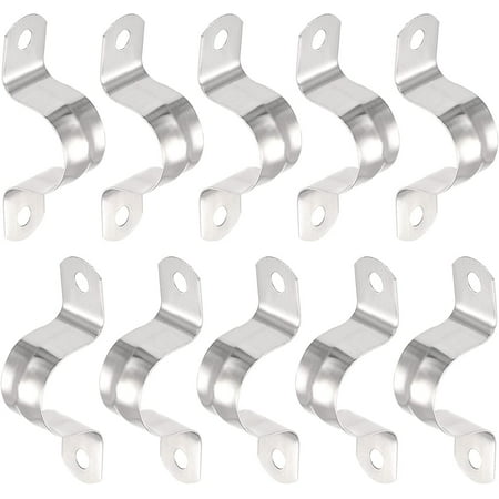 

18mm(W) Two Hole Strap - 45Pack - Good for Industrial 23mm Dia Pipe Fixing - 201 Stainless Steel Rigid Pipe Strap Clamp - Silver Tone