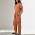 thumbnail image 4 of One Piece Jumpsuits for Women Casual Loose Long Sleeve V Neck Oversized Pajamas Onesie Date Night Rompers, 4 of 6