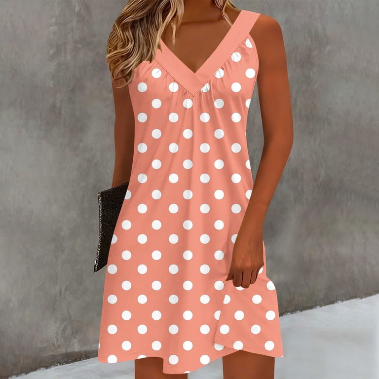 pink and orange polka dot dress Polka Dot Babydoll Dress