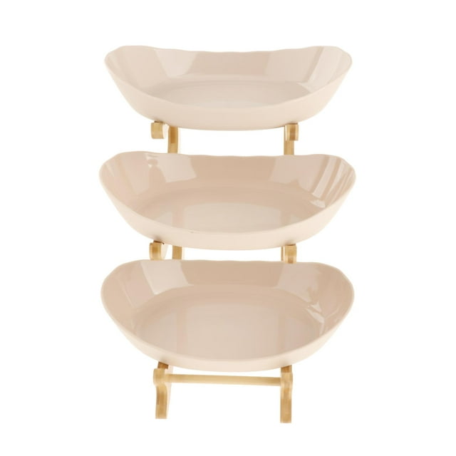 Elegante organizador de estantes para platos de frutas, postres, aperitivos y pasteles. 3 niveles beige