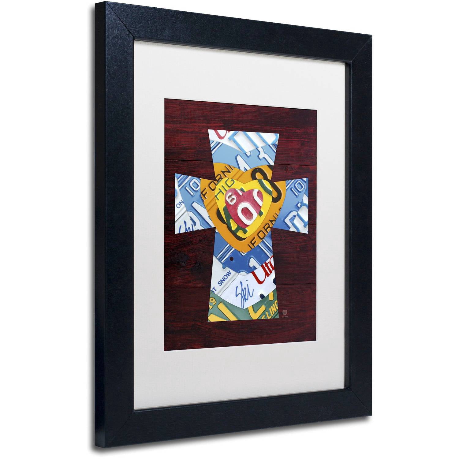 Trademark Fine Art 'Heart Cross' Canvas Art by Design Turnpike, White Matte, Black Frame