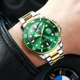 thumbnail image 5 of OLEVS Watches for Men Classic with Date Business Dress Luxury Big Face Green/Black/Blue Waterproof Luminous Mens Wrist Watch Analog Two Tone Stainless Steel Men Watch, 5 of 11