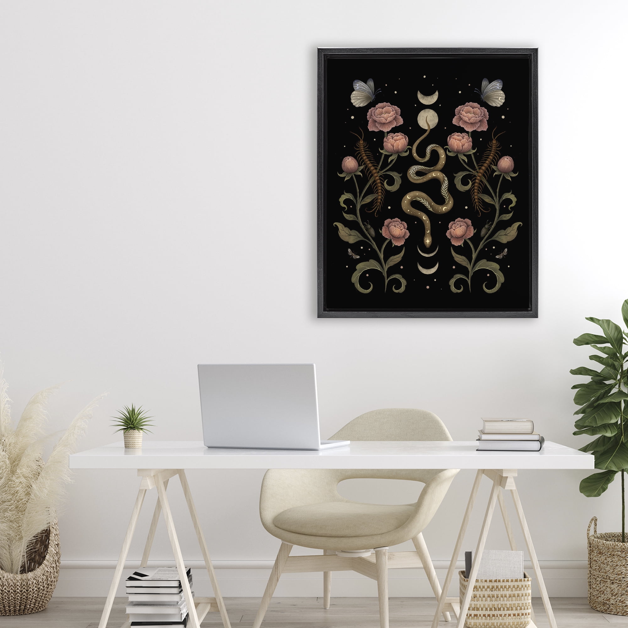 Stupell Industries Serpentine Garden Symmetry Black Framed Floater Canvas Wall Art, design by Episodic Drawings