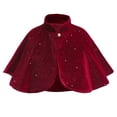 thumbnail image 1 of Capa de chal rojo para niña Vestido de primavera para niña Vestido a juego Vestido de banquete de terciopelo dorado, 1 of 5