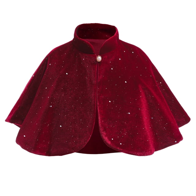 Capa de chal rojo para niña Vestido de primavera para niña Vestido a juego Vestido de banquete de terciopelo dorado