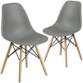 thumbnail image 1 of 2 Pk. Elon Series Moss Gray Plastic Chair with Wooden Legs, 1 of 7
