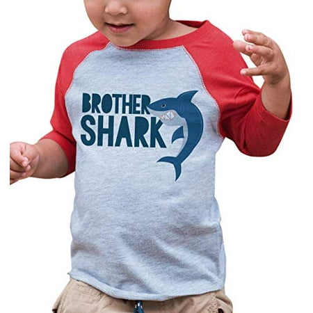 

7 ate 9 Apparel Boy s Brother Shark Red Baseball Tee