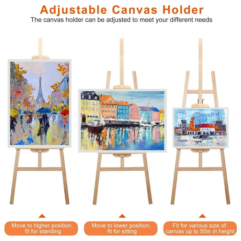 Adjustable Height Wooden Tripod Artist Easel Stand for Sketching