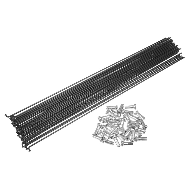 36 radios de acero al carbono para bicicleta, 14 G, radios de bicicleta de 297 mm de longitud con tetinas para la mayoría de las bicicletas, color negro