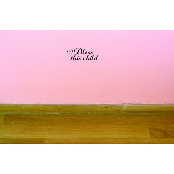 Custom Decals Bless This Child Wall Art Size: 8 X 20 Inches Color: Black