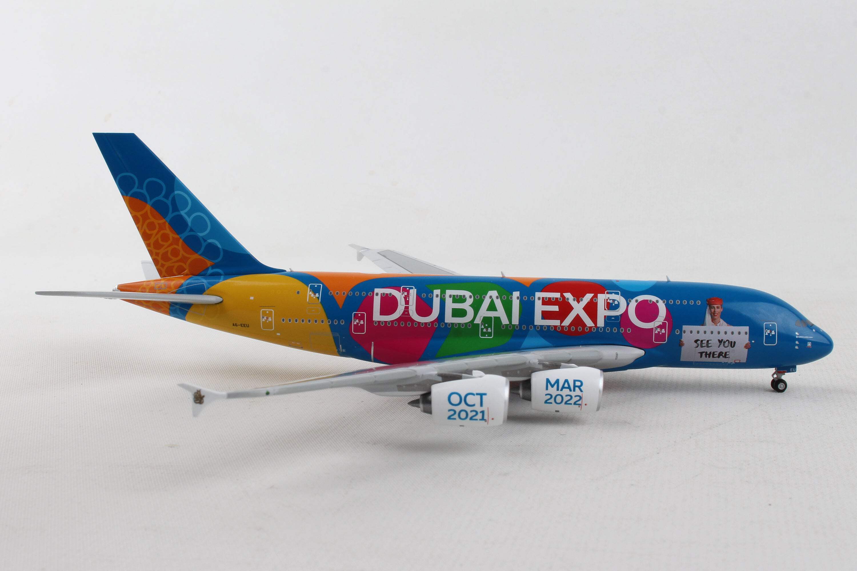 Gemini Jets GJ2063 Emirates A380 1-400 Scale Dubai Expo Reg-A6-EEU