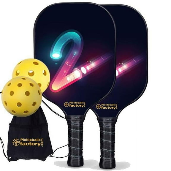 Pickleball Factory PB00017-4-G Pickleball Paddle Set - Tow Pro Pickleball Paddle, Best Pickleball Starter Set, Glassfiber Graphite