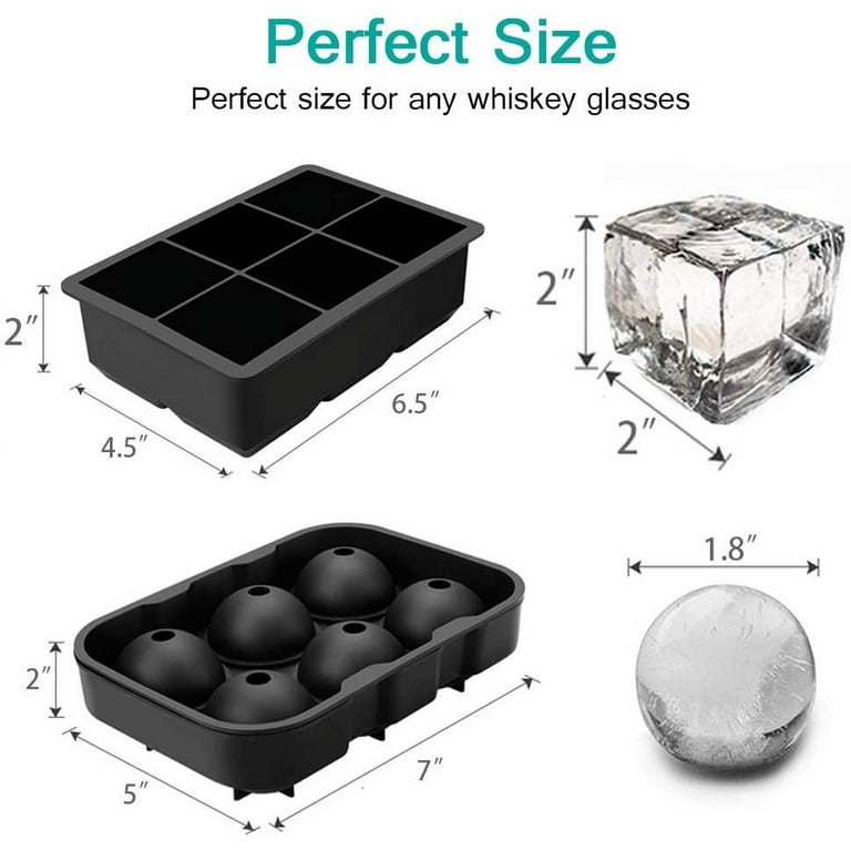 Large Ice Cube Tray for Whiskey: Ice Ball Maker for Cocktails - Large Ice  Trays for Whisky Ice Sphere - Big Ice Cube Maker for Bourbon Square Ice