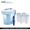 Zero Water 10-Cup Ion Exchange Water Dispenser Pitcher & 4 Replacement Filters Combo