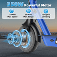 thumbnail image 3 of 10" Solid Tires Electric Scooter for Adults, 350W Motor, Up to 19 MPH & 21-25 Miles Long-Range Portable Foldable Commuting Scooter with Double Braking System, App Blue, 3 of 7