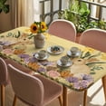 thumbnail image 3 of Easter Bunny Table Cloths for 5 Foot Rectangle Tables, Spring Floral Vintage Botanical Rabbits Yellow Patio Waterproof Elastic Fitted Tablecloths, Washable Rectangular Table Cover for Camping, 3 of 8