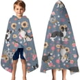thumbnail image 3 of Border Collie Dog and Flower Florals Hooded Bath Towel，60"x35" for Ages 3 To 12 Kids, Quick Dry Lightweight Soft Microfiber Hood Beach Towel Cover Up for Kids, 3 of 7