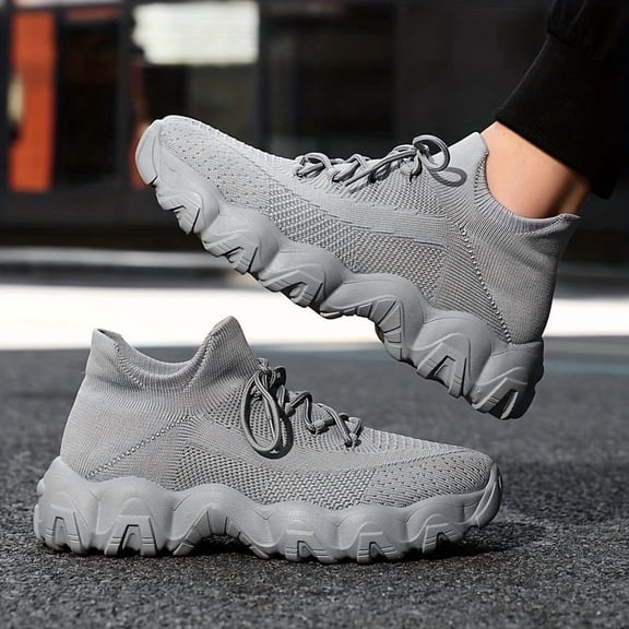PLERISE Men's Breathable Knit Sports Sneakers, Lightweight Comfortable Casual Shoes for Walking, Running, Gym, and All-Day Wear