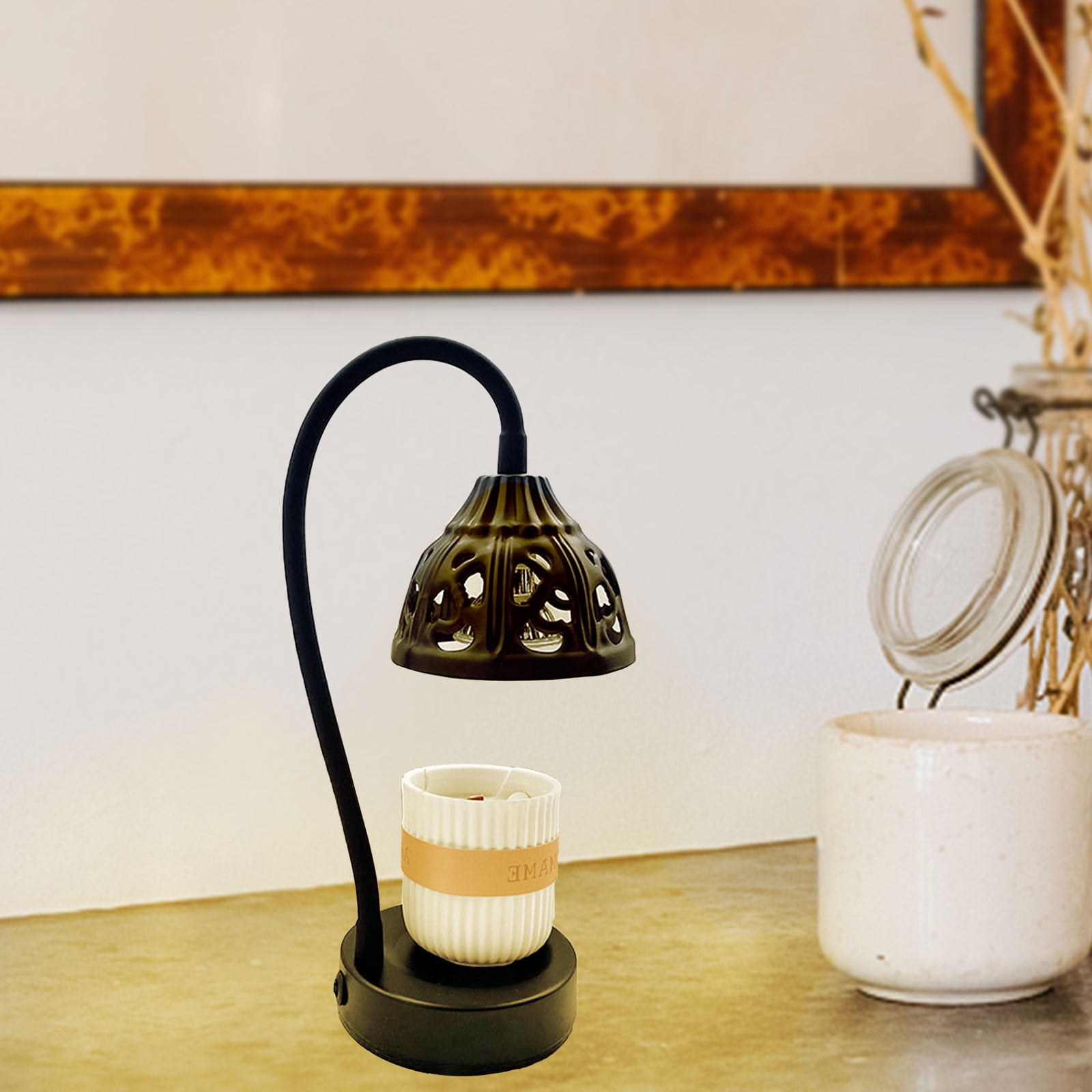 Wovilon Night Light Metal, Candle Lamps, Dimmable Melting Candles, Hot Melting Heat Lamps, Scented Melting Candles, Tabletop Vintage Table Lamps (Candles Not Included)