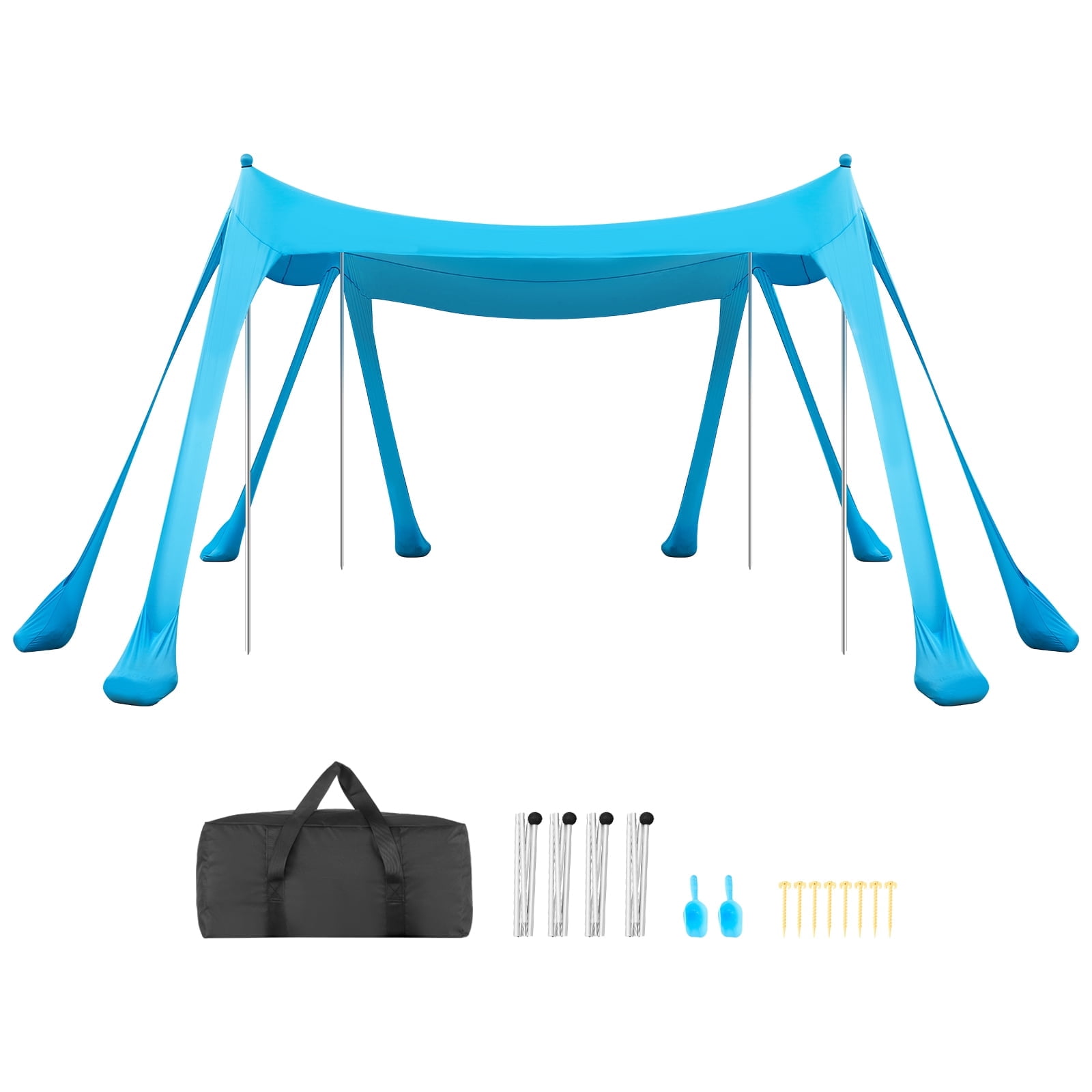 SUN NINJA 7x7.5 Outdoor Pop Up Beach Tent With Shovel, Pegs