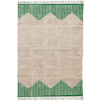 Casavani Handblock Printed Green Cotton Rug Area Rug for Entryway Kitchen Bathroom 2x3 feet