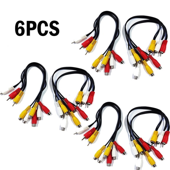 3RCA Male Jack to 6 RCA Female Plug Splitter Audio Video AV TV DVD Adapter Cable
