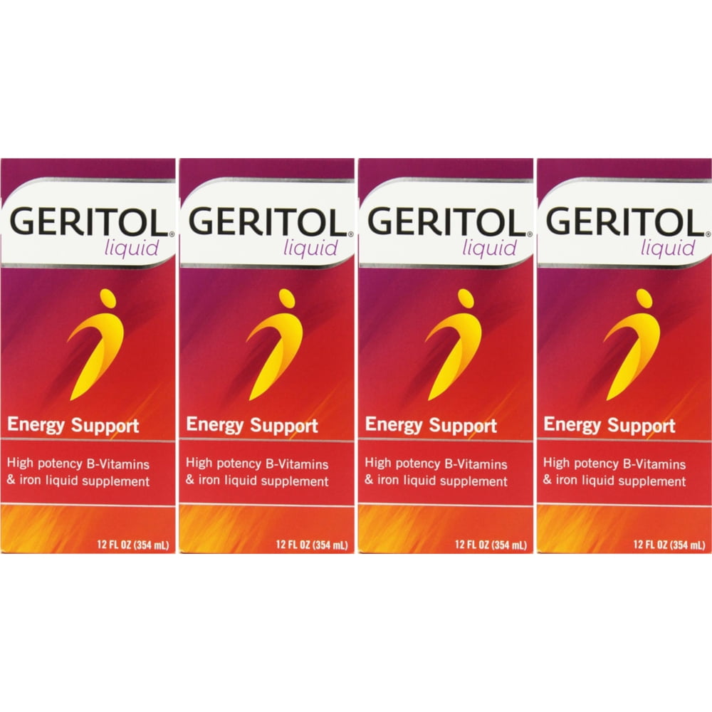 4 Pack Geritol liquid High Potency Vitamin & Iron Supplement 12oz Each