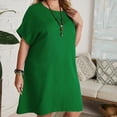 thumbnail image 5 of XVJRHAK Summer Dress Swimsuit Cover Up For Women Plus Size Solid Color Crewneck Bathing Suit Cover Up Casual Loose Short Sleeve Beach Cover Up (Green,XL), 5 of 8