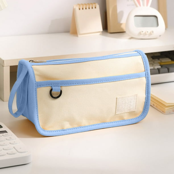 Estuche de lona de gran capacidad con cordón colgante de una sola capa. Estuche multifuncional para lápices.
