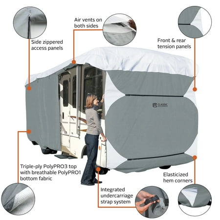 Classic Accessories Over Drive PolyPRO™3 Deluxe Extra Tall Class A RV Cover, Fits 37' - 40' RVs