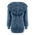 thumbnail image 5 of Frostluinai Womens Fuzzy Fleece Hooded Cardigan Long Sleeve Open Front Lounge Cardigans Jacket Solid Color Comzy Warm Sweaters with Pocket, 5 of 5