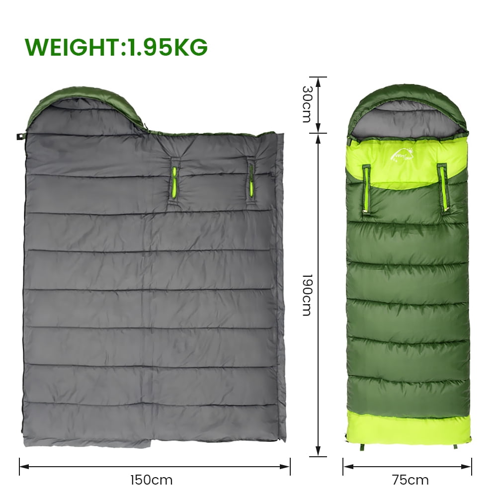 0 Degree Winter Sleeping Bags for Adults Camping (450GSM) - Temp