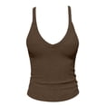thumbnail image 4 of Duoif Womens Tank Tops Ribbed Racerback Workout Tank, Built-In Bra Athletic Top Womens Shirts Khaki S, 4 of 6