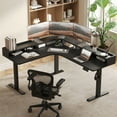 thumbnail image 2 of 62.9" Electric L Shaped Standing Desk ,Adjustable Height Corner Desk with Monitor Shelf, Sit Stand Table for Home Office Computer Workstations,Splice Board,Black, 2 of 8
