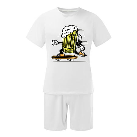 

Men s Set Fashion New Pattern Cute Cartoon Skateboard Festival Printed Breathable Mesh Comfortable Summer Clothing
