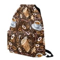 thumbnail image 2 of Xoenoiee Coffee Print Drawstring Backpack with Zipper Pocket for Men Women, Adjustable Waterproof Gym Bag String Bag Sackpack Daypack for Sport Yoga Camping, 2 of 8