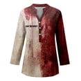 thumbnail image 3 of MHFRRA Camiseta de Halloween para Mujer, Blusa de Cuello En V con Estampado de Manchas de Sangre, Top Informal para Primavera, Verano y Otoño Azul Cielo, 3 of 4