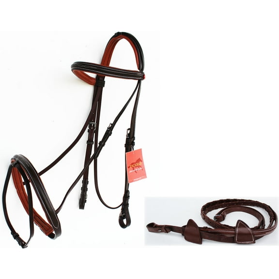 Horse English Padded Leather Adjustable Flash Bridle Reins Full 803439CKF