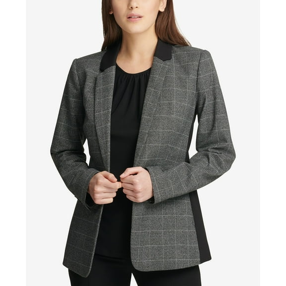 Dkny Womens Plaid One Button Blazer Size 0