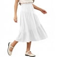 thumbnail image 2 of POIUYTR Girls Summer Midi Skirts Casual Elastic Waist Solid Color Smock Skirt Kids Vacation Flowy Skirts, 2 of 6