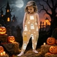 thumbnail image 2 of Xijirk Kids Spaghetti Strap Harem Jumpsuit with Ghost Daisy Flower Cartoon Print Side Pockets for Halloween Holiday Party Outfit,5-6 Years, 2 of 4