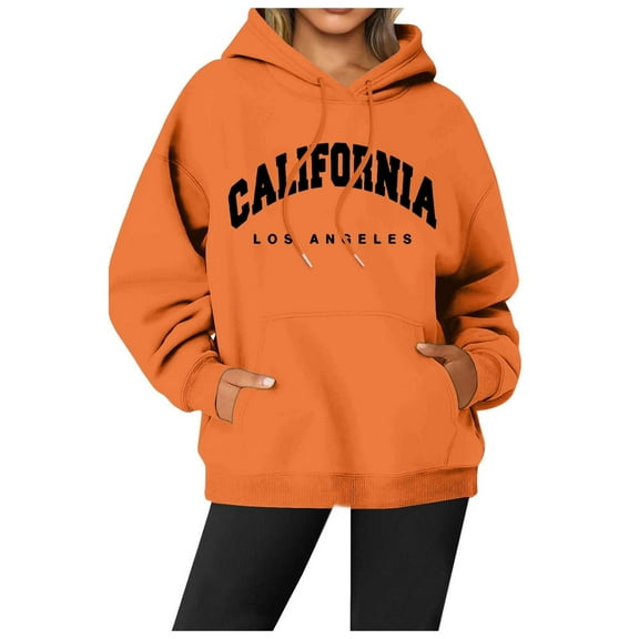 Women Blouses Cowboys Sweatshirt Hoodie for Women Quilted Sweatshirt Shirts Teen Girls Rambling Womens Overs Half Zip Womens Athletic Tops Neon Sweater Warm up Jacket Ladies Soft Pullover Orange L